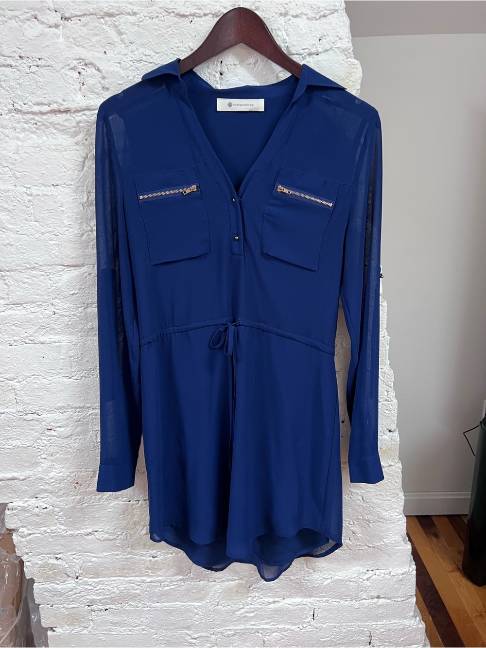 Impeccable Pig Royal Blue Long Sleeve Mini Dress. Size S
